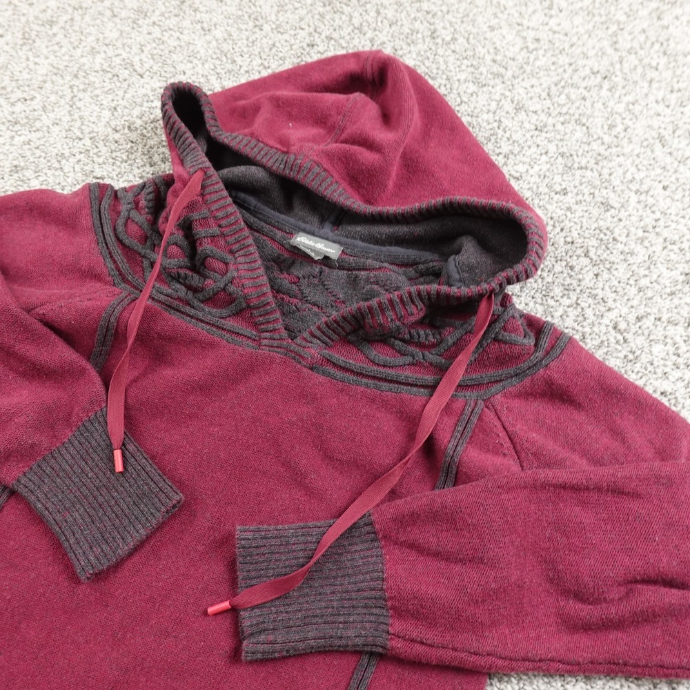 Eddie Bauer Sweater Womens S Red Purple Hooded Sweatshirt Hoodie Pullover‎ Top